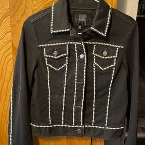 Black jean jacket with pearl outline